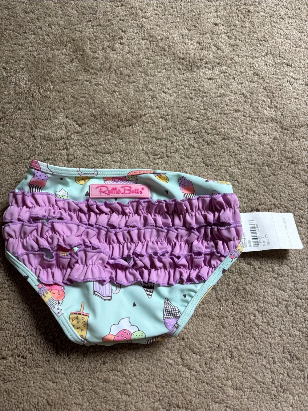 NWT Ruffle Butts Purple Ruffle Swim Bottoms for Kids 3T